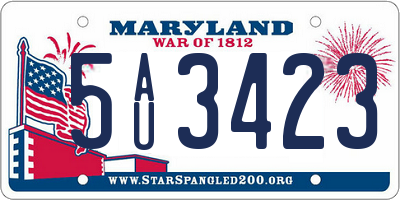 MD license plate 5AU3423