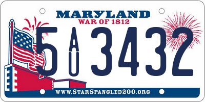 MD license plate 5AU3432