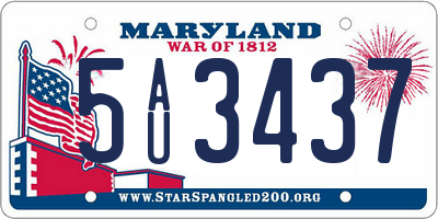 MD license plate 5AU3437