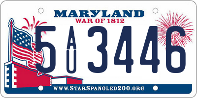 MD license plate 5AU3446