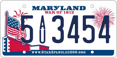 MD license plate 5AU3454