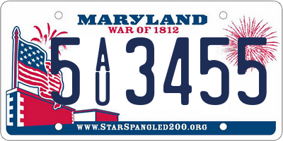 MD license plate 5AU3455