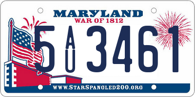 MD license plate 5AU3461