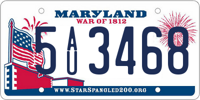MD license plate 5AU3468