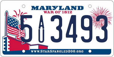 MD license plate 5AU3493