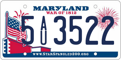 MD license plate 5AU3522