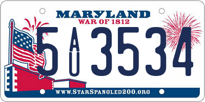 MD license plate 5AU3534