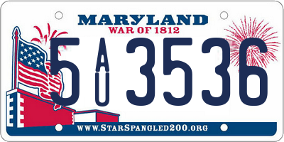 MD license plate 5AU3536