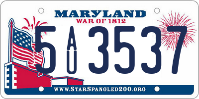 MD license plate 5AU3537