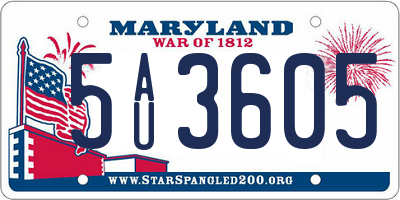 MD license plate 5AU3605