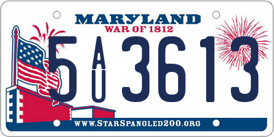 MD license plate 5AU3613