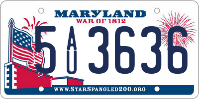 MD license plate 5AU3636
