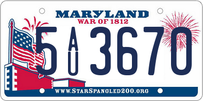MD license plate 5AU3670
