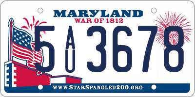 MD license plate 5AU3678