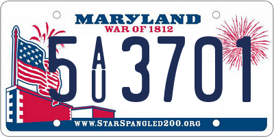 MD license plate 5AU3701