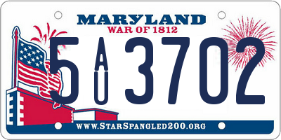 MD license plate 5AU3702