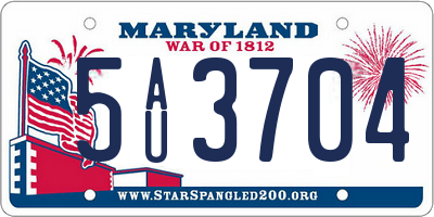MD license plate 5AU3704