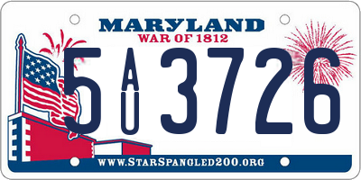 MD license plate 5AU3726