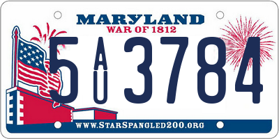 MD license plate 5AU3784