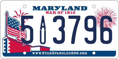 MD license plate 5AU3796