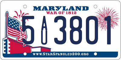 MD license plate 5AU3801