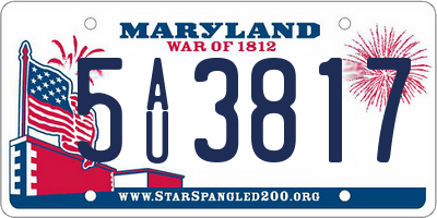 MD license plate 5AU3817