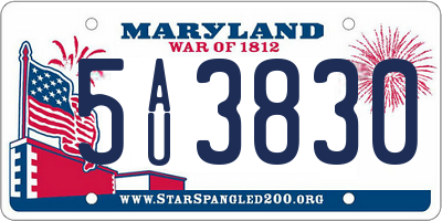 MD license plate 5AU3830