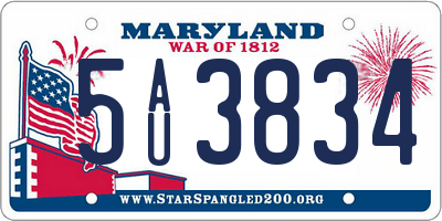 MD license plate 5AU3834