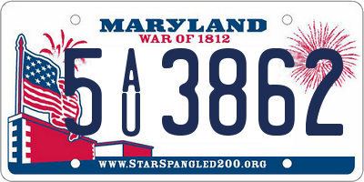 MD license plate 5AU3862