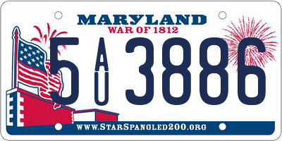 MD license plate 5AU3886