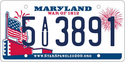 MD license plate 5AU3891