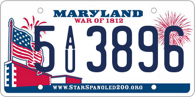 MD license plate 5AU3896