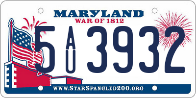 MD license plate 5AU3932