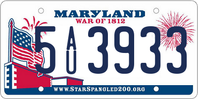 MD license plate 5AU3933