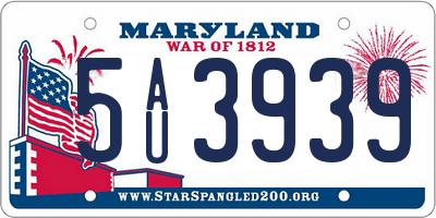 MD license plate 5AU3939