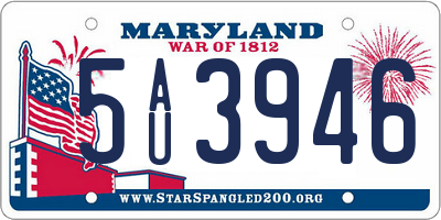 MD license plate 5AU3946