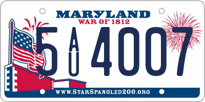 MD license plate 5AU4007