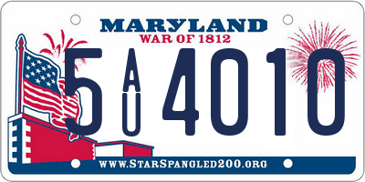 MD license plate 5AU4010
