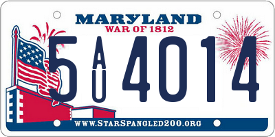 MD license plate 5AU4014