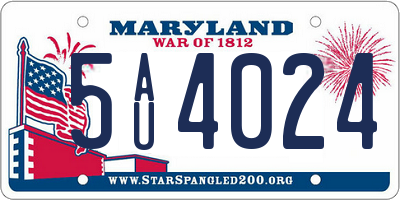 MD license plate 5AU4024