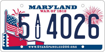 MD license plate 5AU4026
