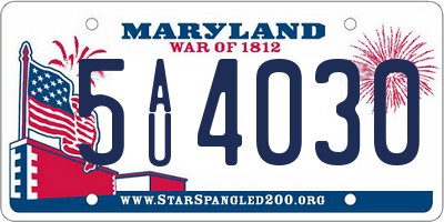 MD license plate 5AU4030