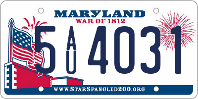 MD license plate 5AU4031