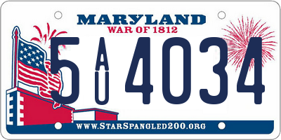 MD license plate 5AU4034