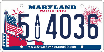 MD license plate 5AU4036