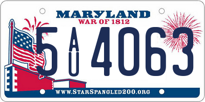 MD license plate 5AU4063