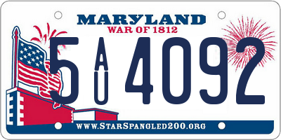 MD license plate 5AU4092