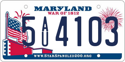MD license plate 5AU4103