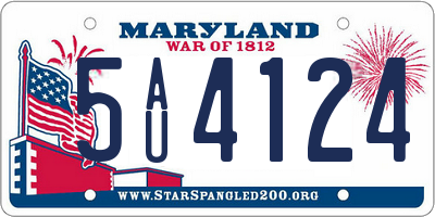 MD license plate 5AU4124