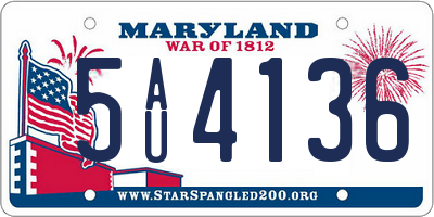 MD license plate 5AU4136